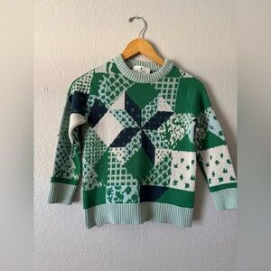ETRO KIDS Star Print Patchwork Green Cotton Jumper